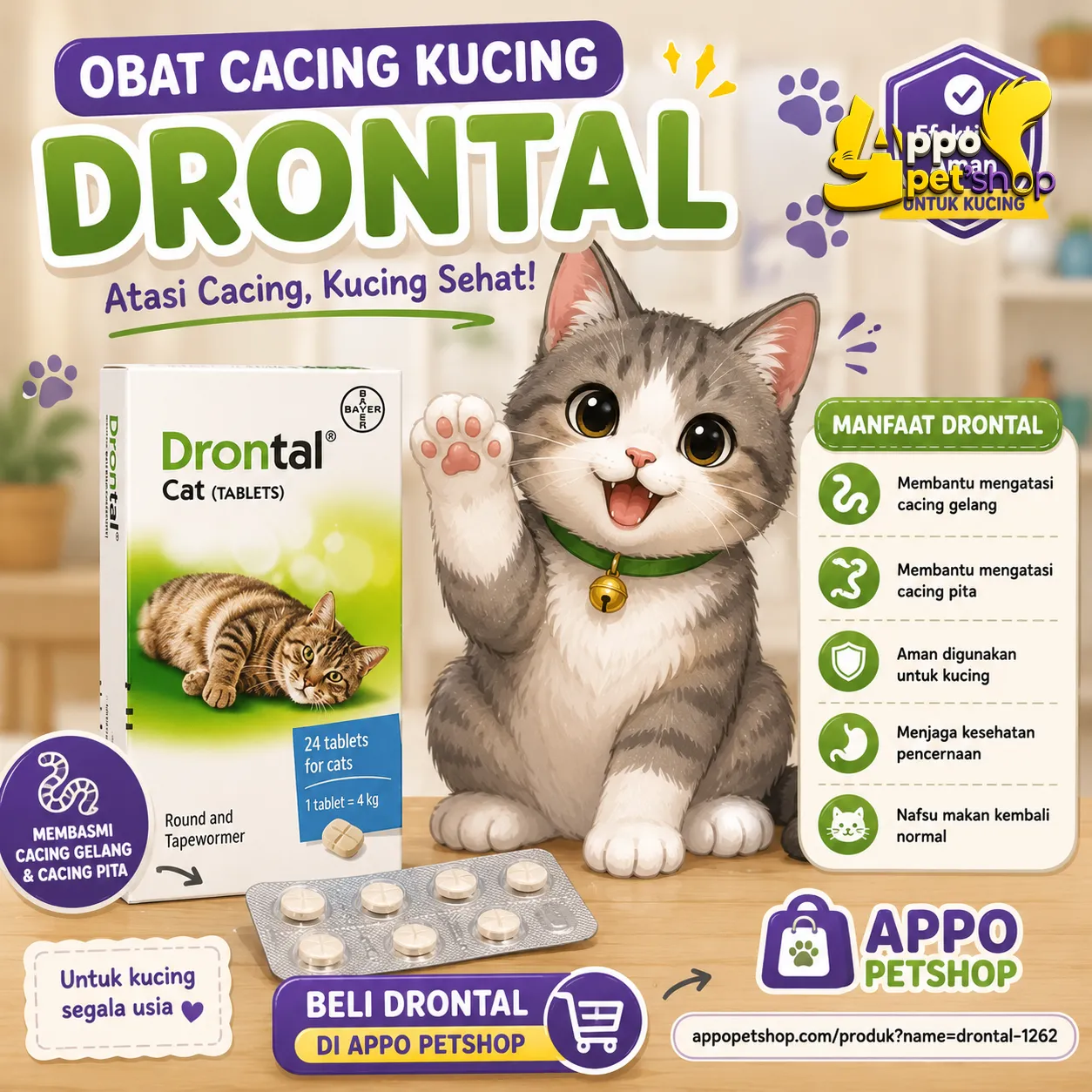 Drontal Obat Cacing Untuk Kucing yang Efektif