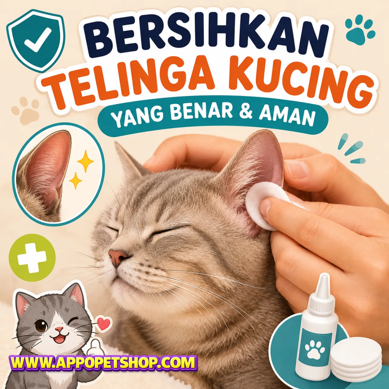 Membersihkan Telinga Kucing yang Benar dan Aman agar Tetap Sehat dan Terhindar dari Infeksi