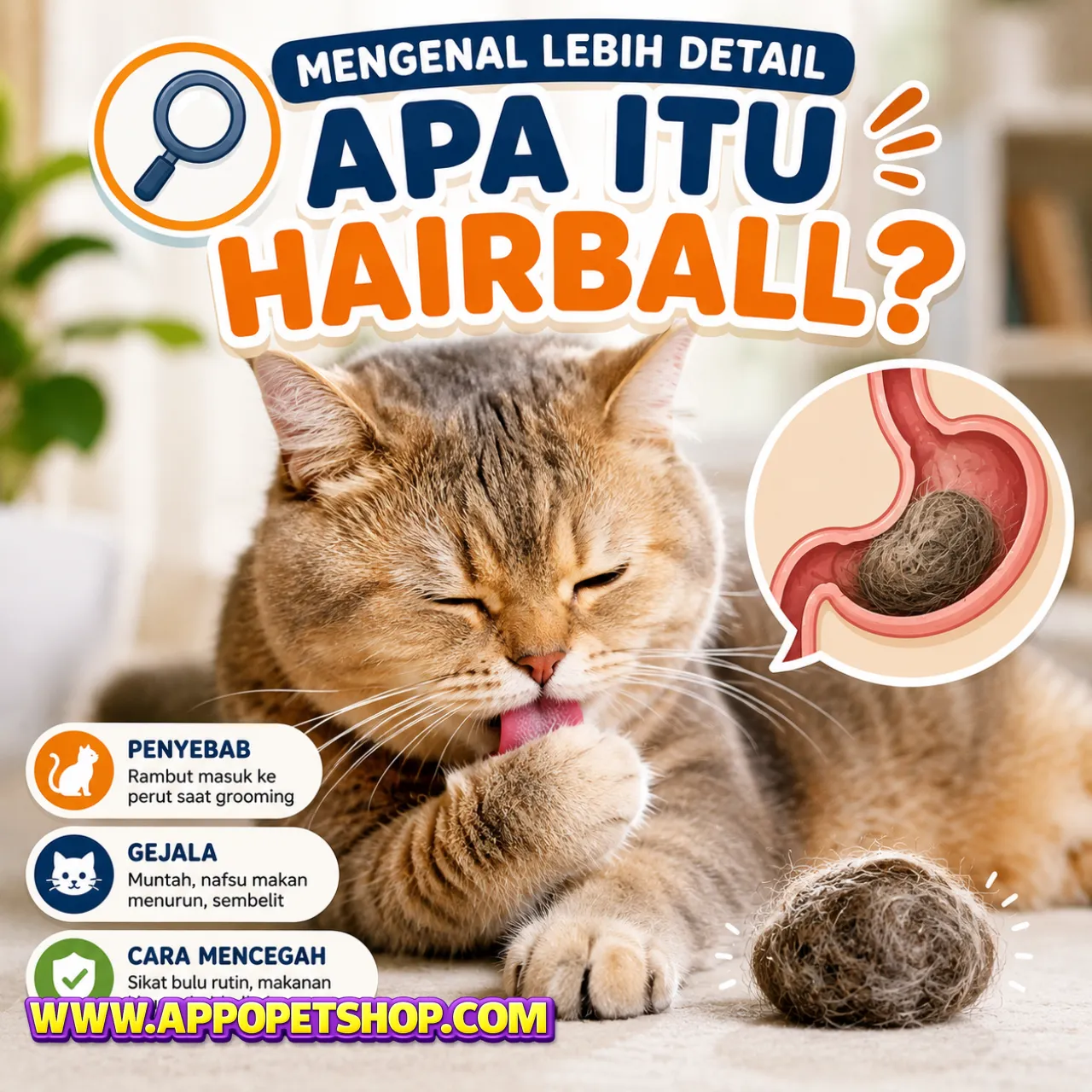 Mengenal Lebih Detail Apa itu Hairball pada Kucing: Gejala, Penyebab, dan Cara Mengatasinya