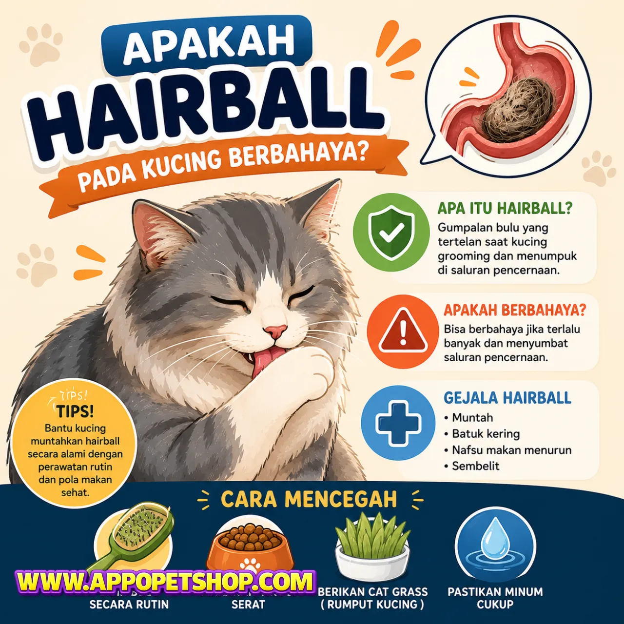 Apakah Hairball pada Kucing Berbahaya? Simak Fakta, Gejala, dan Risiko Kesehatannya