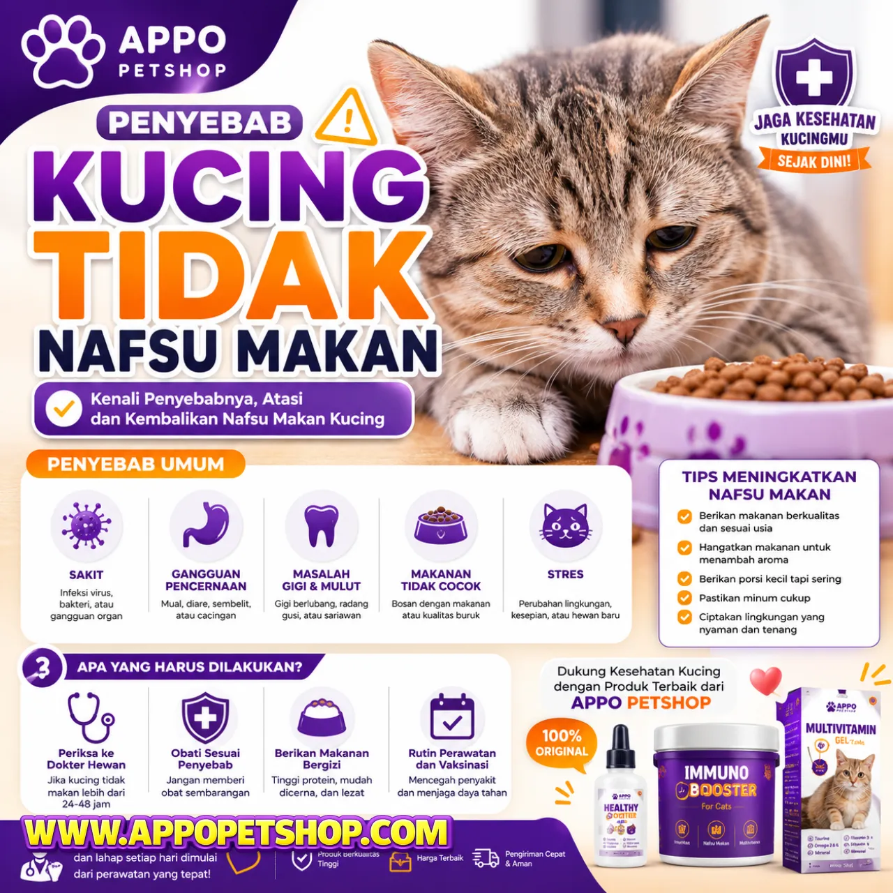 Penyebab Kucing Tidak Nafsu Makan dan Cara Ampuh Mengatasinya Agar Anabul Kembali Lahap