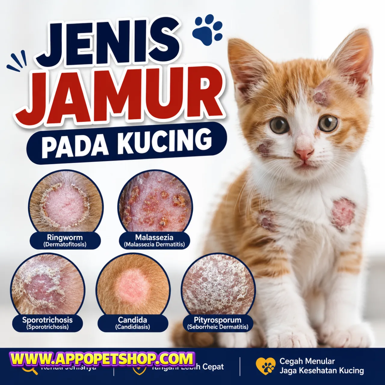 Jenis Jamur pada Kucing: Kenali Gejala Infeksi, Bahaya Ringworm, Jenis-Jenis Fungi yang Menyerang Anabul, dan Cara Mengobatinya