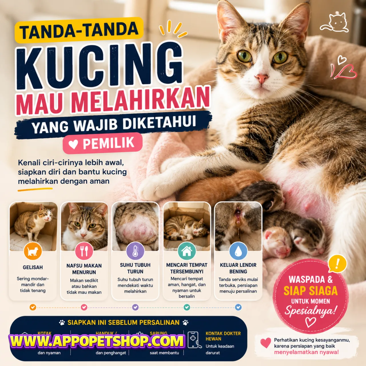 Tanda-Tanda Kucing Mau Melahirkan yang Wajib Diketahui Pemilik