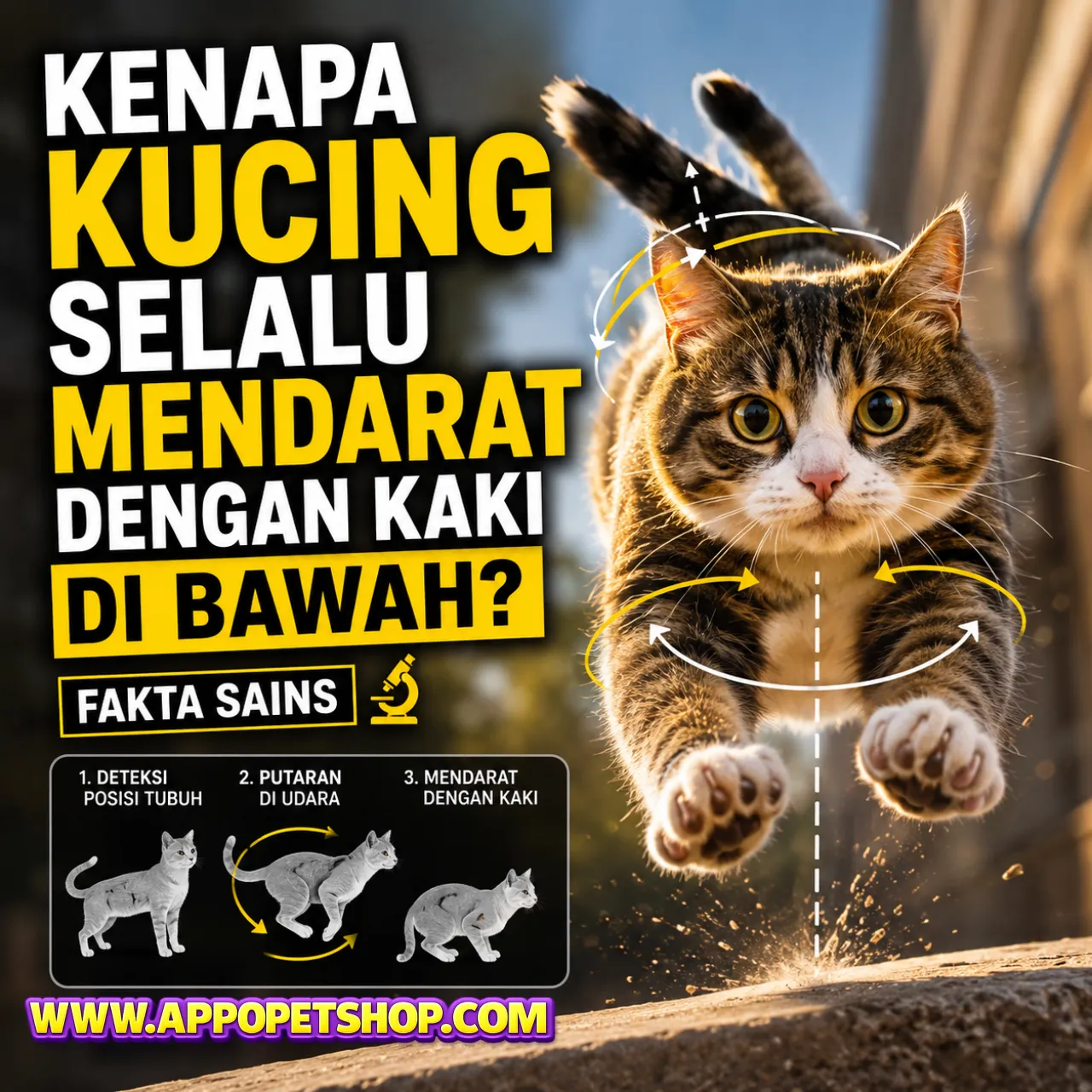 Kenapa Kucing Selalu Mendarat dengan Kaki di Bawah? Fakta Sains