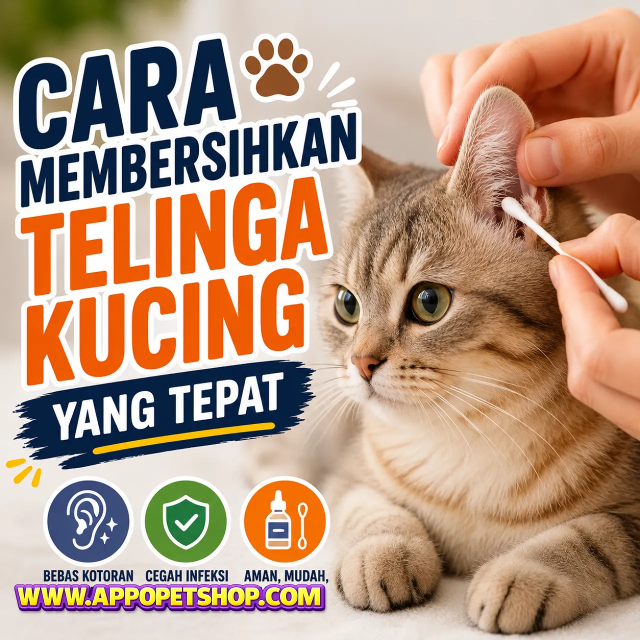 Cara Membersihkan Telinga Kucing yang Tepat